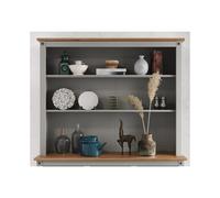 Mercers Furniture Corona Grey Wax Large Dresser Top Wide Buffet 2 Shelf Open Storage Solid Pine With Mexican Styling, Grey