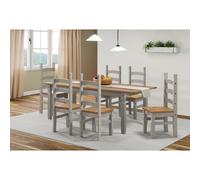 Corona Grey Wax Large Extending Dining Table & 6 Chairs