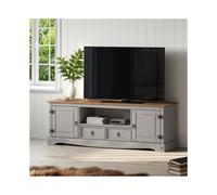 Corona Grey Wax Large Widescreen TV Unit Television Stand Wooden