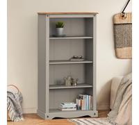 Corona Grey Wax Medium Bookcase Solid Wood Pine Wooden Painted Shabby Chic Mexican Shelving Open Display Shelves Office Hallway Living Dining Room Kitchen 150cm High 82cm Wide 29cm Deep