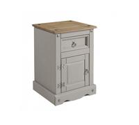 Corona Grey Wax Medium Pot Cupboard Bedside 1 Door Solid Wood Pine
