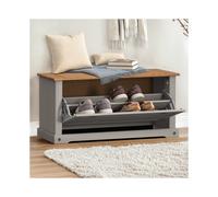 Corona Grey Wax Shoe Rack Bench 1 Shelf Chest Wooden Pine