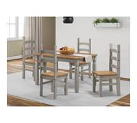 Corona Grey Wax Small Extending Dining Table & 4 Chairs Set Pine
