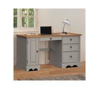 Corona Grey Wax Straight Computer Desk Office Table Mexican Pine Wooden