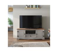 Corona Grey Wax Widescreen TV Unit Wooden Pine