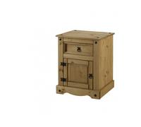 Mercers Furniture Corona Pot Cupboard Bedside Table Cabinet 1 Door 1 Drawer Solid Pine With Mexican Styling