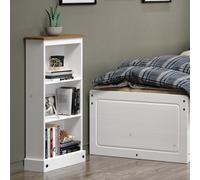 Core Products Corona Low Narrow 3-Shelf Bookcase - White Wax