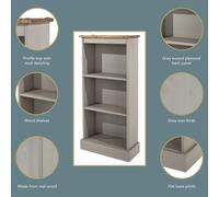 Core Products Premium Corona Grey Wax Narrow Bookcase With Antique Wax Top H103.6Cm X W46.0Cm X D20.0Cm