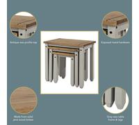 Corona Nest of 3 Tables, Antique Wax or Grey Wax, Solid Pine Versatile Design