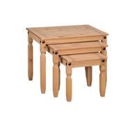 Mercers Furniture Corona Nest Of 3 Tables Side End Occasional Tables Solid Pine With Mexican Styling, Brown