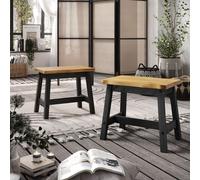 Corona Pair of Live Edge Single Dining Benches, Black or Grey Wax Rustic Design