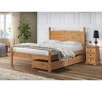 Corona Pair of Underbed Drawers Solid Wood Pine Wooden Gliding On Wheels Casters Mexican Style Bedroom Storage Under Bed 25cm High 91cm Wide 66cm Deep x2