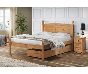 Corona Pair of Underbed Drawers Solid Wood Pine Wooden Gliding On Wheels Casters Mexican Style Bedroom Storage Under Bed 25cm High 91cm Wide 66cm Deep x2