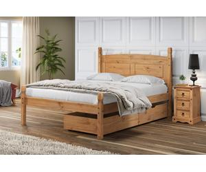 Corona Pair of Underbed Storage Drawers Casters Mexican Solid Wood Pine Wooden