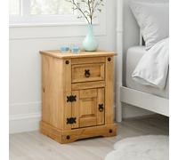 Seconique Corona Petite Bedside 1 Door 1 Drawer In Distressed Waxed Pine Finish