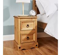 Corona Pine Bedside Cabinet 2 Drawer Bedroom Table Nightstand Waxed