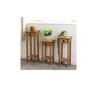 Seconique Corona 3X Plant Stands in Distressed Waxed Pine, none