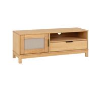 Seconique Corona Single Door Single Drawer Single Shelf Wax Pine Rattan TV Unit - Brown - Wilko