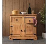 Corona Sideboard 2 Door 2 Drawer Solid Wood Pine Wooden Storage Dresser Side Unit Cupboard Living Room Hallway Lounge Bedroom Mexcian Style 76cm High 87cm Wide 40cm Deep