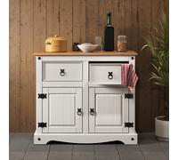 Mercers Furniture Corona White 2 Door 2 Drawer Sideboard Cabinet Solid Wood Pine Wooden With Mexican Styling