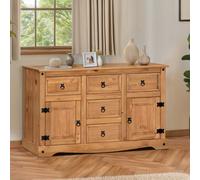 Corona Sideboard Large 2 Door 5 Drawer Solid Wood Mexican Pine Wooden Cabinet