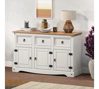 Corona Sideboard White 3 Door 3 Drawer Cabinet Solid Wood Mexican Pine Wooden