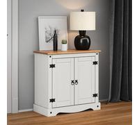 Mercers Furniture Corona White 2 Door Cupboard Sideboard Solid Wood Pine Wooden Cabinet With Mexican Styling