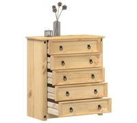 Corona Solid Pine Chest of Drawers 80 x 40 x 89 cm with 5 Drawers and Metal Handles, Storage Space Sideboard for Bedroom, Living Room, Hallway, Easy Care, Rustic Design
