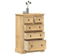 Corona Solid Pine Chest of Drawers 80 x 43 x 114 cm with 5 Drawers Metal Handles Storage Space for Bedroom Living Room Hallway Organiser and Storage