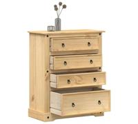 Corona Solid Pine Chest of Drawers 92 x 48 x 114 cm with 4 Drawers Metal Handles Storage Side Cabinet for Living Room Bedroom Hallway Tidy and Space Saving Storage