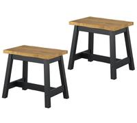 Corona Solid Pine Live Edge Stools Dining Tables Benches - Natural Pine & Black