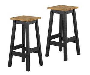 Corona Solid Pine Live Edge Stools Dining Tables Benches - Natural Pine & Black