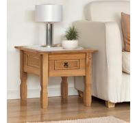 Corona Solid Wood Pine 1 Drawer Lamp Table Light Fiesta Wax Wooden Side Lamp Living Room Lounge Bedroom Hallway Unit Mexican Style 54cm High 59cm Wide 59cm Deep