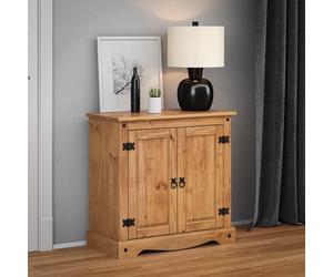 Corona Solid Wood Pine 2 Door Cupboard Sideboard Light Fiesta Wax Wooden Unit Chest Storage Living Room Lounge Hallway Kitchen Bedroom Mexican Style 73cm High 75cm Wide 36cm Deep
