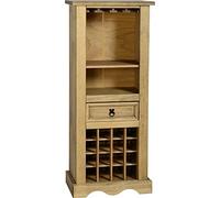 Corona Solid Wood Pine Wine Rack Wooden Drinks Glasses Storage Cabinet Home Bar Mexican Style Kitchen Unit Lounge Living Room 135cm High 56cm Wide 35cm Deep