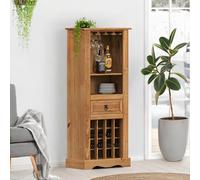 Corona Solid Wood Pine Wine Rack Wooden Drinks Glasses Storage Cabinet Home Bar Mexican Style Kitchen Unit Lounge Living Room 135cm High 56cm Wide 35cm Deep
