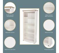 Corona Tall Bookcase, Antique Wax Finish, Fixed and Adjustable Shelves