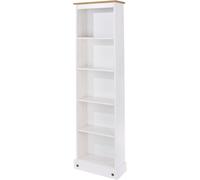 Corona Tall Narrow Bookcase - White Mexican Pine