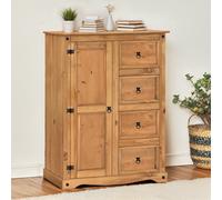 Corona Tallboy Wardrobe With Drawers Solid Pine Bedroom Furniture