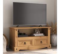 Seconique Corona 2 Drawer Distressed Waxed Pine Flat Screen TV Unit - Size: 44 x 108 x 55cm - Brown - Wilko