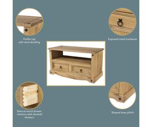 Corona TV Unit, Antique Wax Effect, Equipment Storage, Dovetailed Drawers