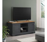 Corona TV Unit Charcoal 2 Door 1 Shelf Media Solid Wood Pine Wooden Dark Grey