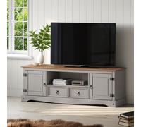 Corona Grey Wax Large Widescreen TV Unit Television Stand Wooden