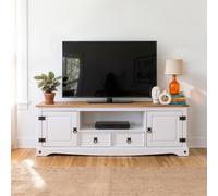 Corona TV Unit White 2 Door 2 Drawer Large Widescreen Media Solid Wood Pine