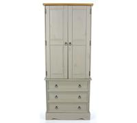 Corona Wardrobe - 2 Door - 3 Drawer - Grey Mexican Pine