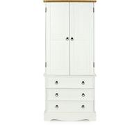 Corona Wardrobe - 2 Door - 3 Drawer - White Mexican Pine