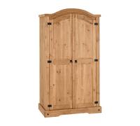 Seconique Corona 2 Door Wardrobe - Distressed Waxed Pine, Brown
