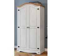 Corona White 2 Door Arch Top Robe Double Wardrobe Solid Wood Pine