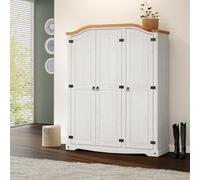 Corona Wardrobe 3 Door Arch Top White Painted Wax Mexican Solid Wood Pine Wooden