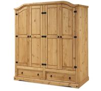 Corona Wardrobe 4 Door 2 Drawer Mexican Bedroom Large Solid Wood Pine Wooden
